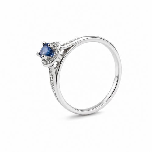 Pierścionek Velvet Blue z szafirem i diamentami
